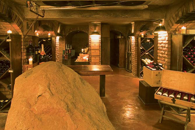 Boulder in our wine cellar which gave Singita Boulders Lodge its name