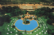 The Sun City Hotel and its gorgeous swimming pool