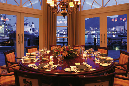 Table Bay Hotel's Atlantic Restaurant with views of the harbour