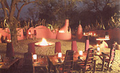 The boma is used for outdoor dining and camp fires