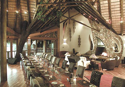 The luxurious dining room at Safari Lodge