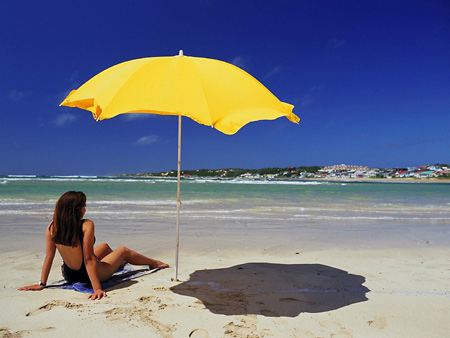 Girl on beach, South African coastline