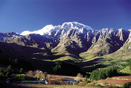 Tulbagh, South Africa, Winterhoek Mountains with snow