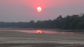 Sunset over Kalamu Lagoon Camp